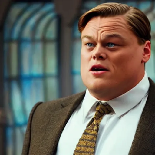 Image similar to film still of Leonardo Decaprio as Peter Griffin in Family Guy Live Action show