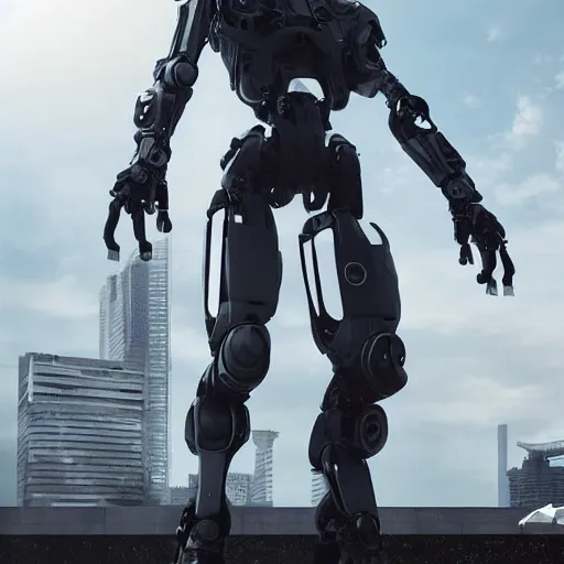 Prompt: epic photograph. tokyo 2 0 9 4. army exoskeleton fashion, robotic mech parts, eye shine. model standing, rim light, fill light. studio, solid color background. octane render, hyper - realistic, 8 k, art photography, denoised photorealistic render, insanely detailed intricate