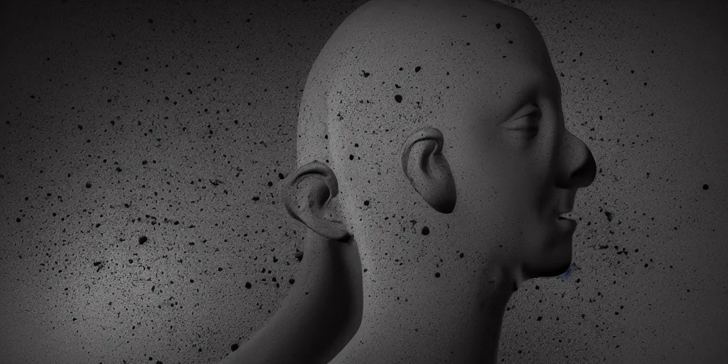 Prompt: Volumetric noise displacement oozing from a clay human's head, dark, dramatic lighting, 8k, Arnold renderer, subsurface scattering