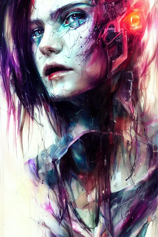 Image similar to cyberpunk cyborg woman portrait art by agnes cecile, beautiful, soft, smooth