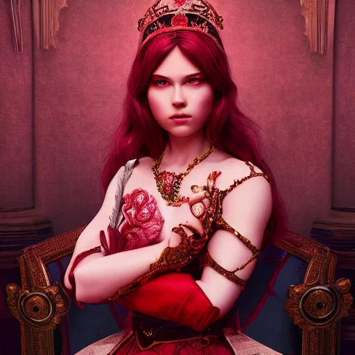 Image similar to portrait of wonderful princess of ruby with fair skin, ornate 8 k gorgeous intricate detailed, accent lighting, dramatic cinematic lighting, octane render