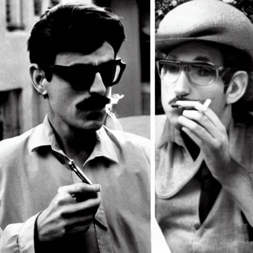 Image similar to Mario smoking in a french new wave Godard film aesthetic