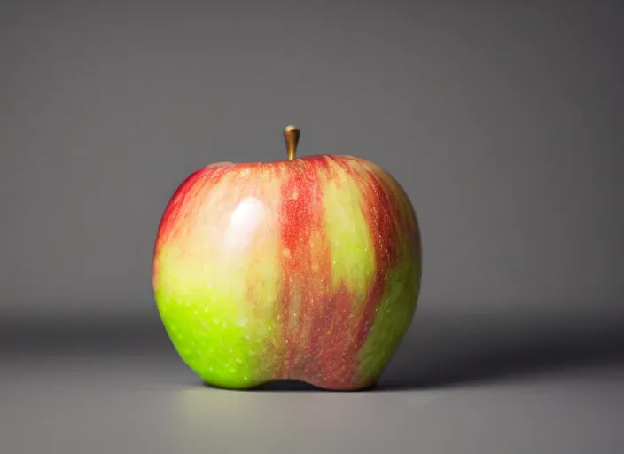 Image similar to photo still of an apple with human teeth, 8 k, studio lighting bright ambient lighting key light, 8 5 mm f 1. 8