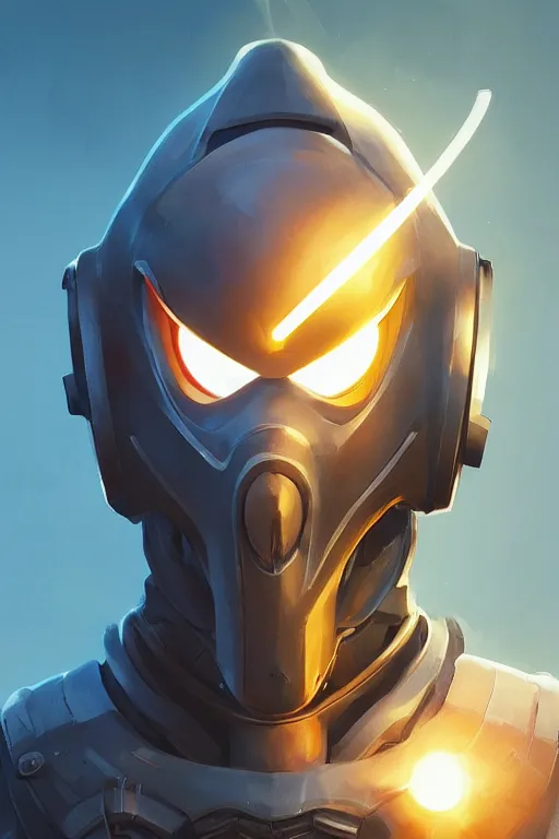 Image similar to epic mask helmet robot ninja portrait stylized as fornite style game design fanart by concept artist gervasio canda, behance hd by jesper ejsing, by rhads, makoto shinkai and lois van baarle, ilya kuvshinov, rossdraws global illumination radiating a glowing aura global illumination ray tracing hdr render in unreal engine 5