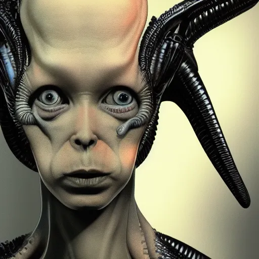 Image similar to queen alien from alien ( 1 9 7 9 film ) attached to someone's face hyperdetailed, artstation, cgsociety, 8 k