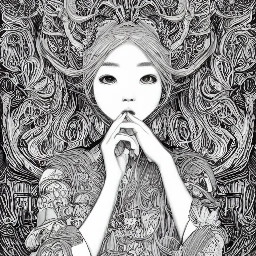 Prompt: the portrait of an unbelievably beautiful, elegant and cute japanese girl partially made of broccoli, an ultrafine detailed illustration by james jean, intricate linework, bright colors, final fantasy, behance contest winner, vanitas, angular, altermodern, unreal engine 5 highly rendered, global illumination, radiant light, detailed and intricate environment