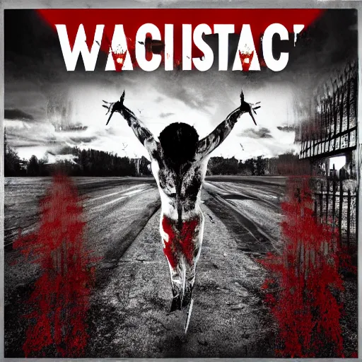 Prompt: Static - X Wisconsin death trip, Album Cover, Realistic, HDR, Clear Image, Man screaming on the front of thr album with the red text on top saying WISCONSIN DEATH TRIP,