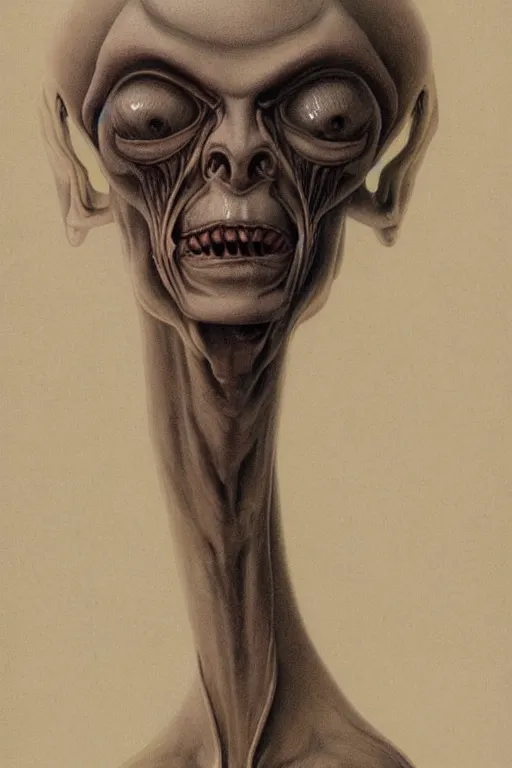 Prompt: portrait of an alien from barlowe's guide to extraterrestrials, hyperreal, very detailed art, elegant, sophisticated, high resolution, smooth