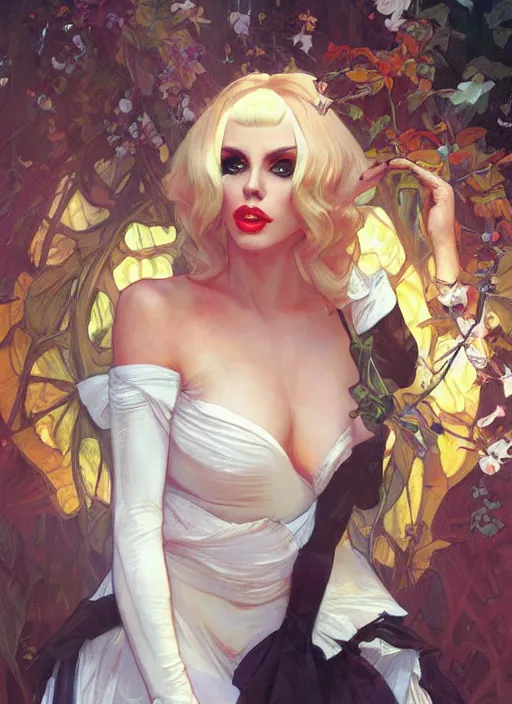 Image similar to katya, drag queen, painting by artgerm and greg rutkowski and alphonse mucha