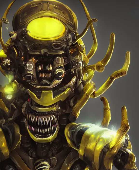 Prompt: a cybernetic bee demon with sharp teeth, artstation, digital art.