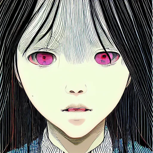 Image similar to a portrait of a girl by inio asano, beeple and james jean, hiroyuki takahashi color scheme