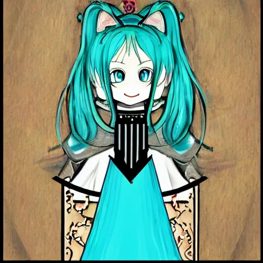 Prompt: Hatsune miku medieval painting