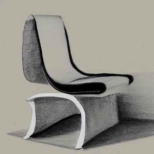 Image similar to a banana - shaped chair, design draft, sketch