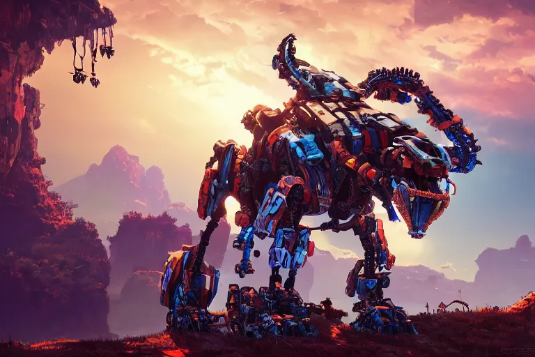 Image similar to clawstrider machine mecanical creature robot of horizon forbidden west horizon zero dawn bioluminiscence global illumination ray tracing hdr fanart arstation by ian pesty and alena aenami artworks in 4 k