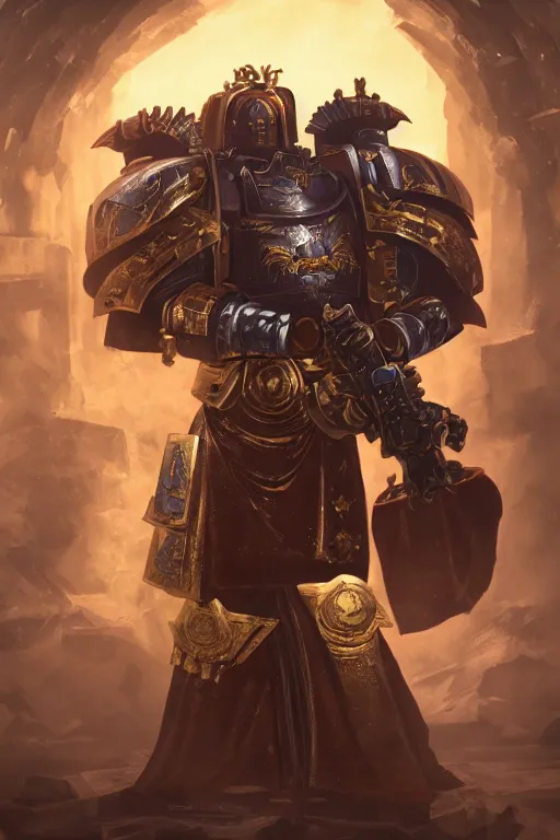 Image similar to armor portrait heros warhammer 4 0 k horus heresy fanart - the primarchs emperor by johannes helgeson animated with vfx concept artist & illustrator global illumination ray tracing hdr fanart arstation zbrush central hardmesh 8 k octane renderer comics stylized