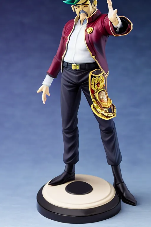 Image similar to still high quality figurine of president lula as jotaro, tsurime eyes, tareme eyes, personification, dynamic pose, detailed product photo, featured on amiami, tone mapped, beautiful composition, 8 5 mm, f. 1 4