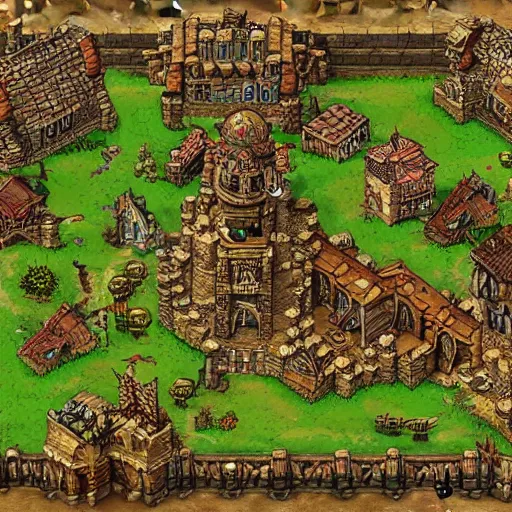Prompt: warcraft 2 map isometric