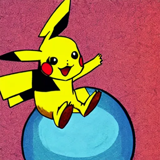 Image similar to pikachu kicking a giant ball