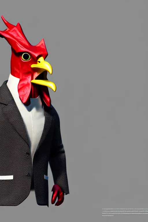 Image similar to a chicken wearing a formal overcoat, hyperrealistic, concept art, octane render, unreal engine 5, trending on artstation, high quality, highly detailed, 8 k, soft lighting, path traced, high coherence, digital art, beautiful, elegant clothes, trending on deviantart, masterpiece