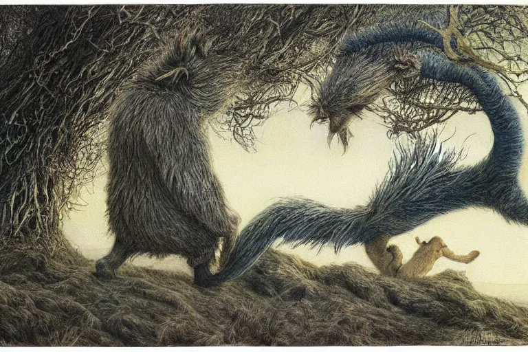 Prompt: where the wild things are, early morning, Alan Lee, realistic landscape