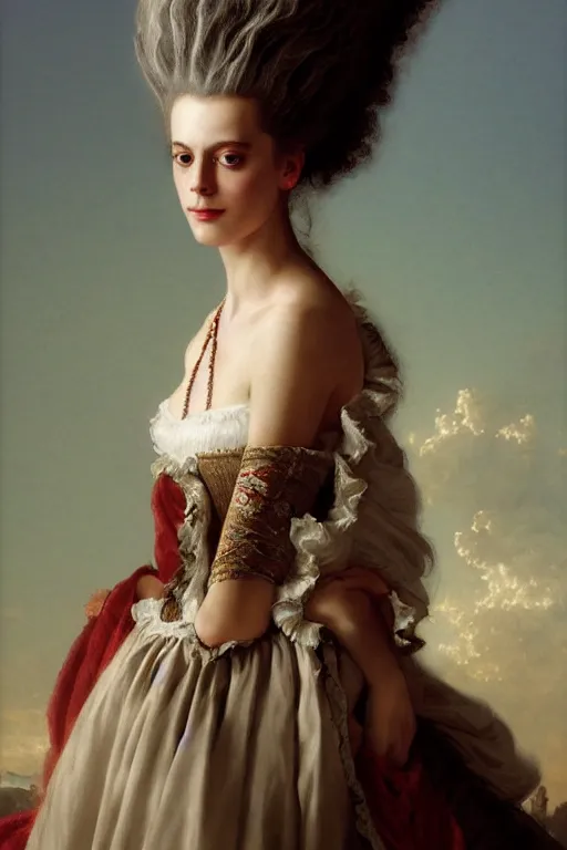 Prompt: kaya scodelario as marie antoinette, traditional corsican, intricate, highly detailed, artstation, illustration, jurgens, rutkowski, bouguereau