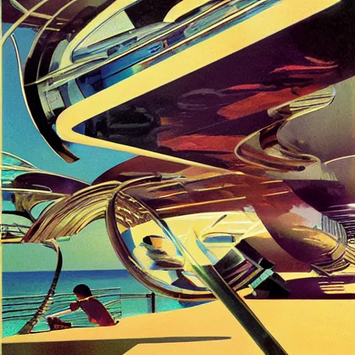 Image similar to surreal summer magnesium, art by syd mead and john berkey and annie leibovitz