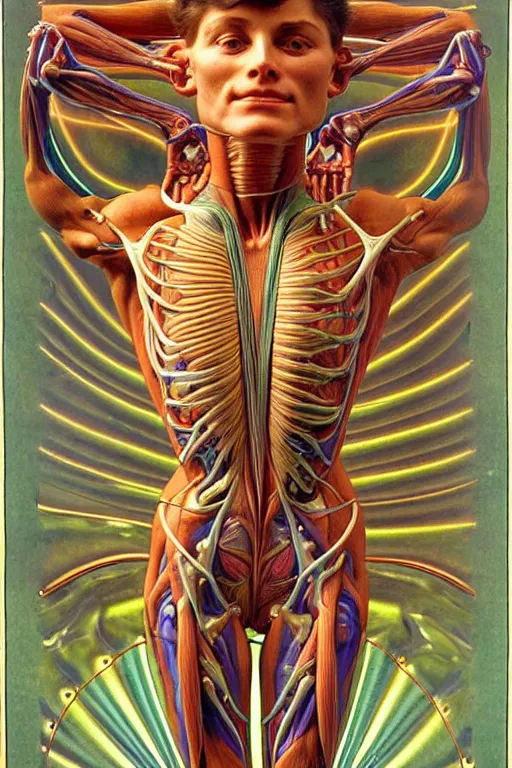 Prompt: extremely psychedelic anatomically accurate model of the ful cyborgl human muscular system infected by night, full body, intricate parts, fine details, hyper - realistic, elegant minimalism. sharp focus. lush color by seichen, alphonse mucha, surreal