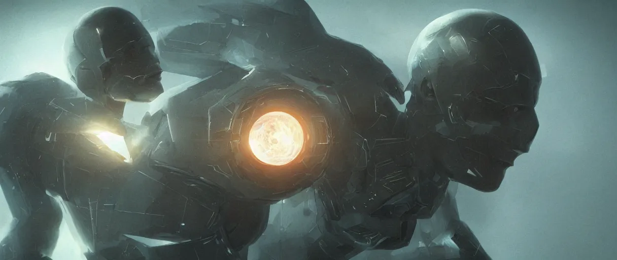 Image similar to centered rule of thirds 5 0 mm film still of the hyperintelligent technological singularity soul, 3 d render octane, sharp focus, art by greg rutkowski