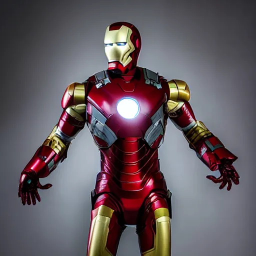 Image similar to medieval iron man suit. studio photography