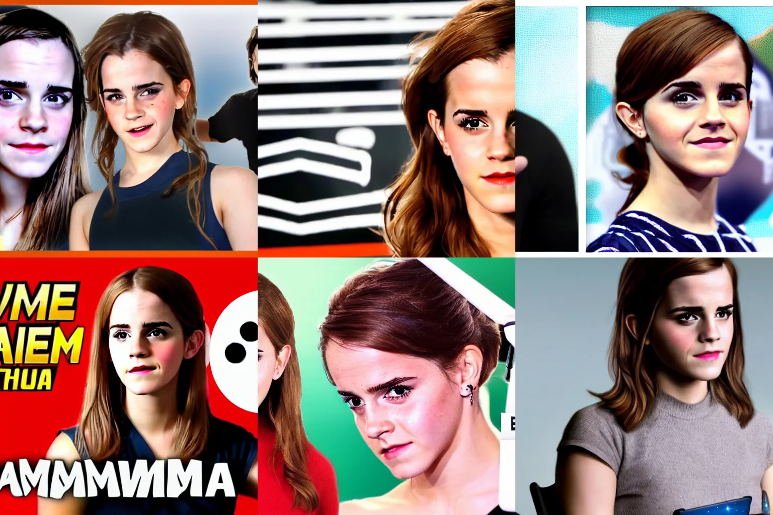 Prompt: Youtube thumbnail of Emma Watson as a gaming youtuber