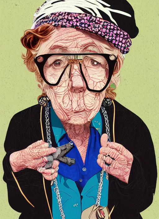 Image similar to gangster granny, detailed digital art