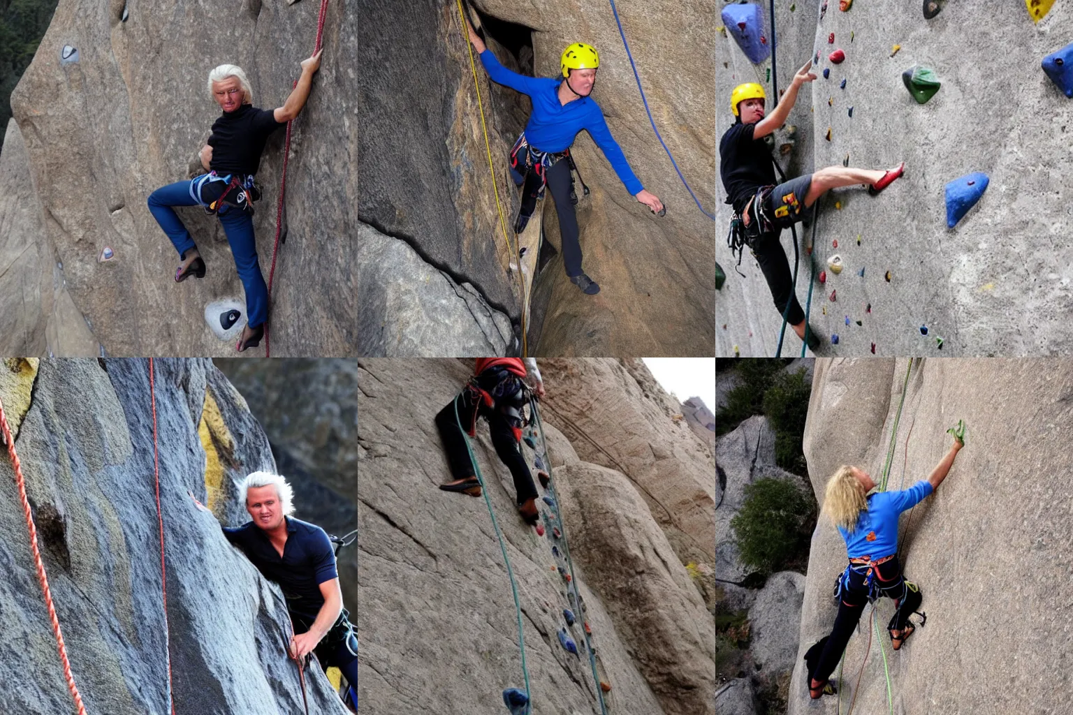 Prompt: geert wilders rock climbing