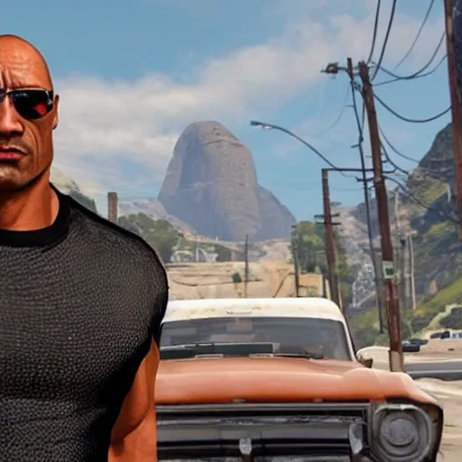 Prompt: the rock in gta