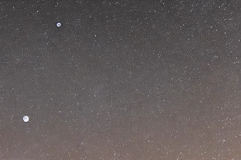 Image similar to the moon is breaking apart, fiery meteors light the night sky