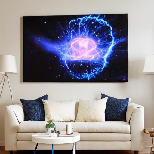 Prompt: mini supernova exploding in a living room