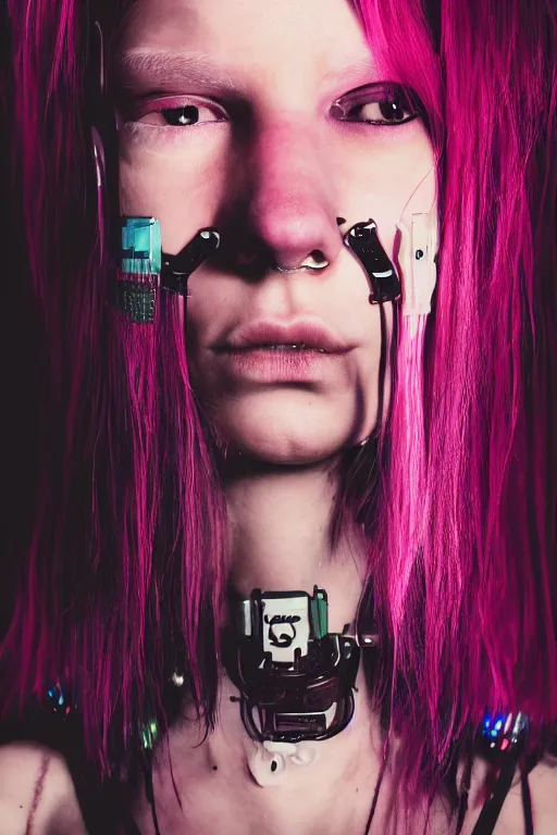 Prompt: photographic portrait of a cyberpunk girl, in the style of terry richardson