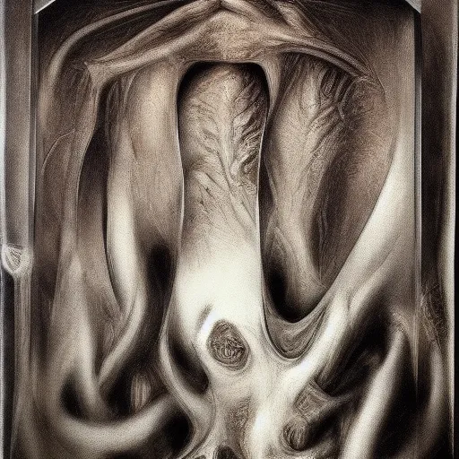 Image similar to the mutation of flesh by H R Giger