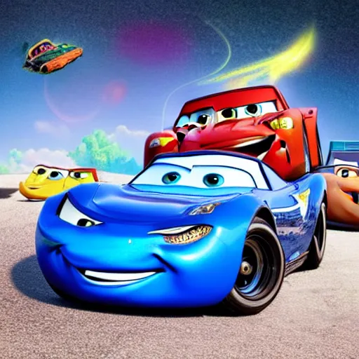 Prompt: cars movie with the face of David Copperfield on the body car, pixar