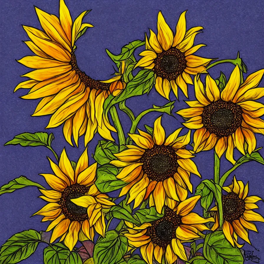 Image similar to A sunflower-dreamcatch artwork with strong tribal influences.