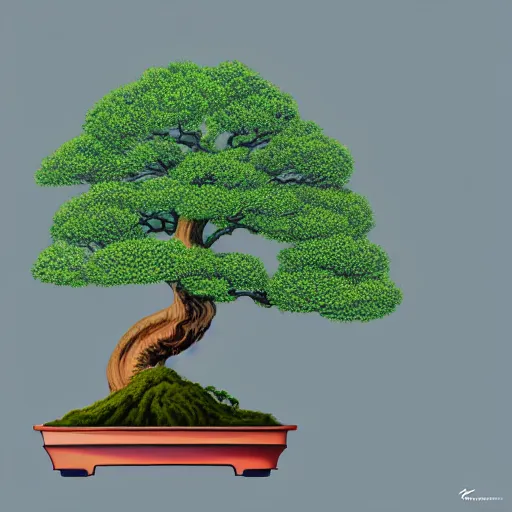 Prompt: bonsai oak! tree but minimalistic concept art by frank stella gilleard james whalen tom, colorful, soft light, trending on artstation, minimalism