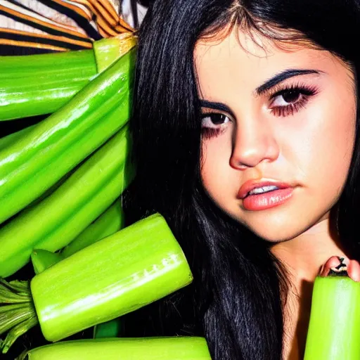 Image similar to photo of human celery as selena gomez