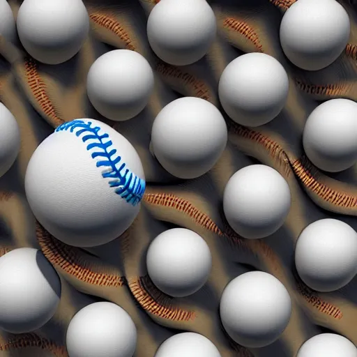 Prompt: beautiful tidal wave of baseballs, 4k, surreal