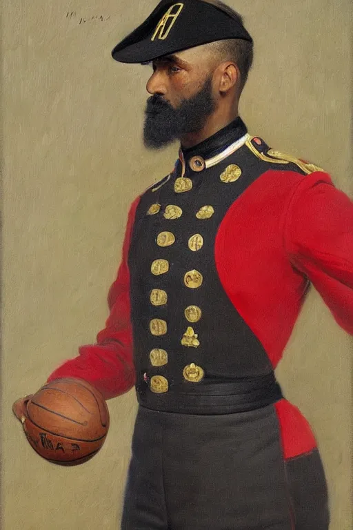 Image similar to full body portrait of the dictator of the houston rockets, 1 8 8 9, in full military garb, oil on canvas by william sidney mount, trending on artstation