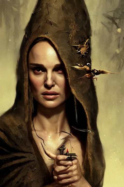 Image similar to natalie portman, witch, lord of the rings, tattoos, decorated ornaments, by carl spitzweg, ismail inceoglu, vdragan bibin, hans thoma, greg rutkowski, alexandros pyromallis, perfect face, fine details, realistic shading