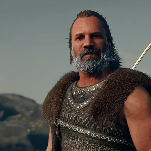 Image similar to Ragnarok Lothbrok in his viking attire , in GTA 5 full Hd octane render 8k