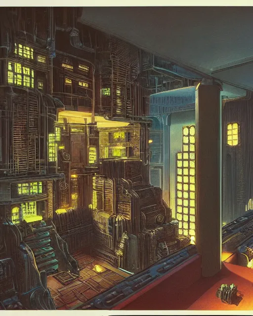 Image similar to cyberpunk mansion by ralph mcquarrie and frank lloyd frank lloyd and bruce pennington and ted nasmith