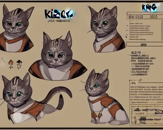 Image similar to king cat character reference sheet, trending on artstation, indie games, digital art, line art