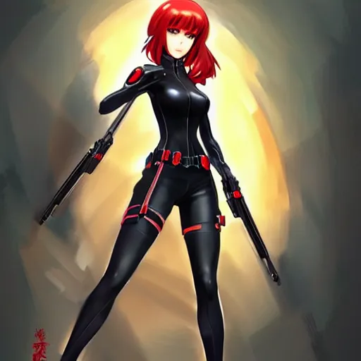 Prompt: black widow as an anime girl by Stanley Artgerm Lau, WLOP, Rossdraws, James Jean, Andrei Riabovitchev, Marc Simonetti, and Sakimichan, trending on artstation