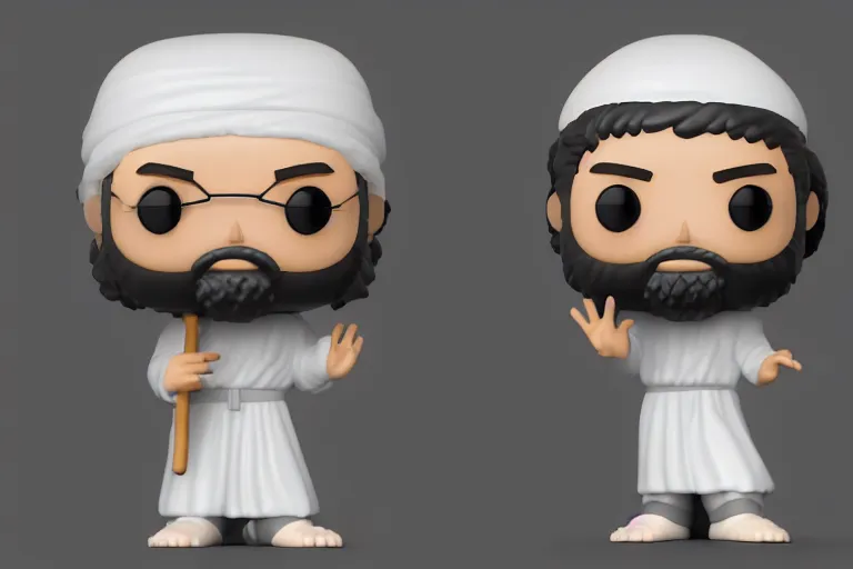 Image similar to an ultra detailed picture of the prophet mohammed as a funko pop, epic anime fantasy, 8 k, volumetric lighting, smooth, highly detailed, digital illustration, art by kentaro miura and akira toriyama and albert bierstadt and greg rutkowsi, artstation