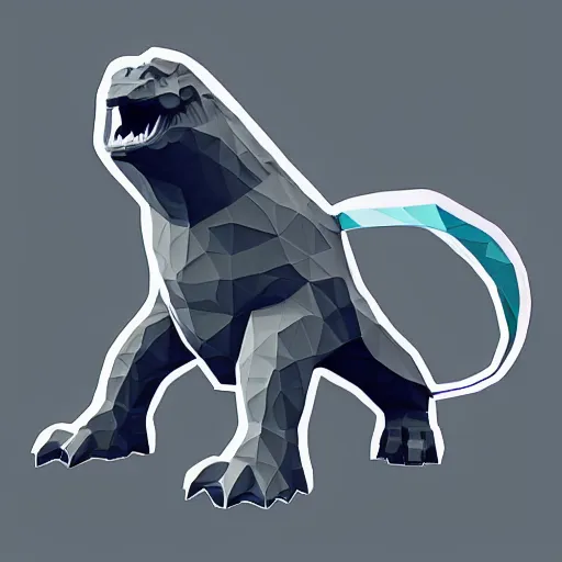 Prompt: isometic low poly Godzilla on white background